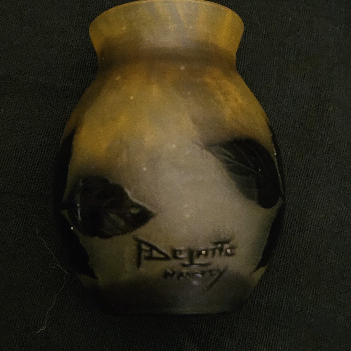 Delatte—small Acid-etched Vase With A Leaf Design, Circa 1900. Signed Delatte Nancy-photo-3