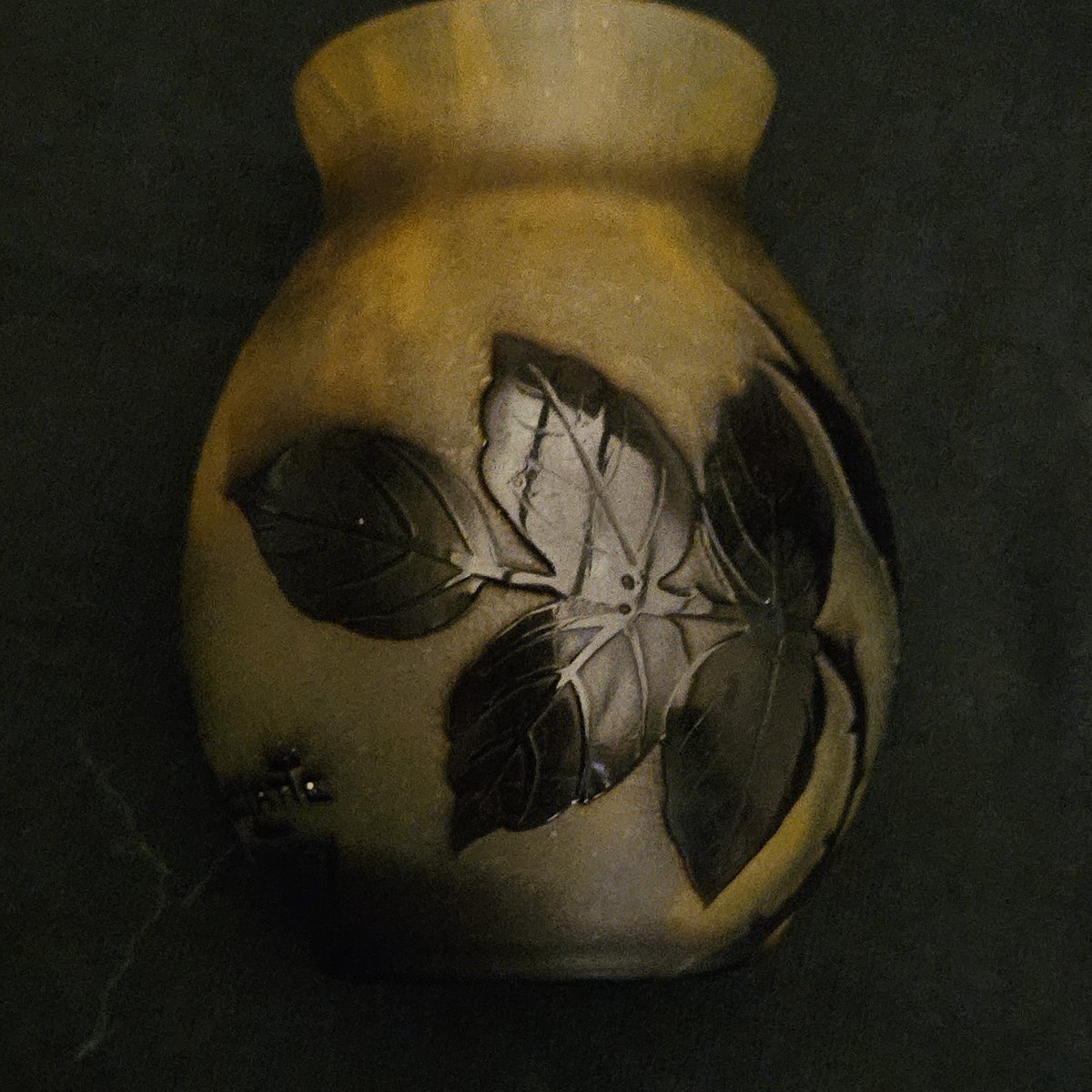 Delatte—small Acid-etched Vase With A Leaf Design, Circa 1900. Signed Delatte Nancy-photo-1