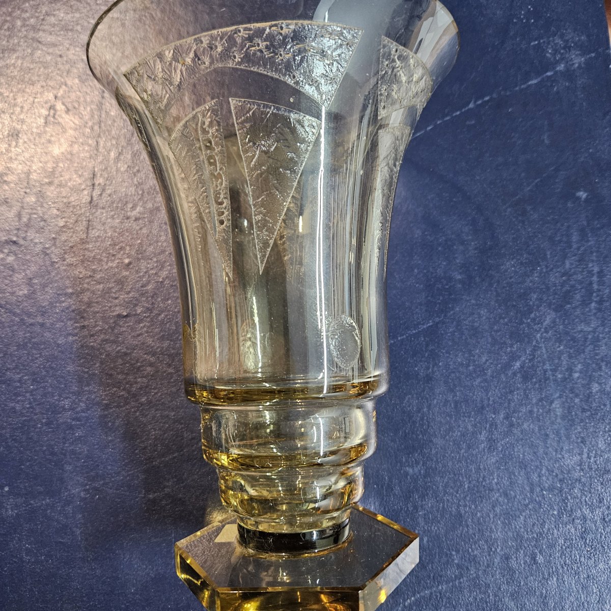 Veramé - Verrerie d'art de Metz. Vase art déco dégagé à l'acide. Vers 1925-1930 -photo-1