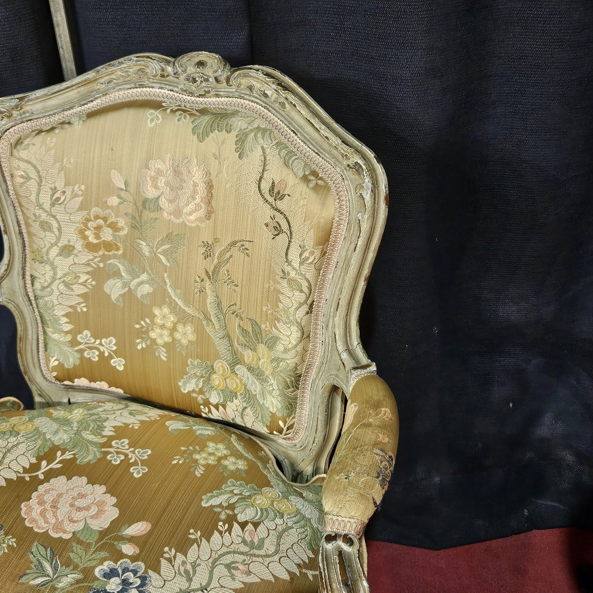 Pair Of Louis XV-style Armchairs In Polychrome Wood. Early 20th Century-photo-2