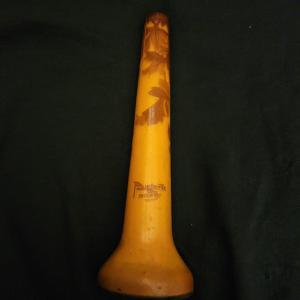 André Delatte Nancy - vase en verre orangé dégagé à l'acide, époque Art Nouveau