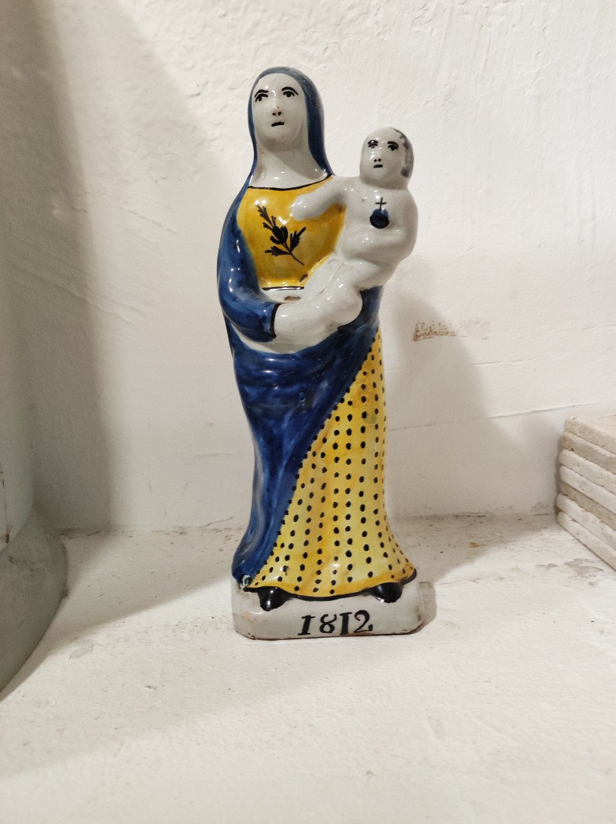 Vierge D’accouchée En Faïence Polychrome – XIX