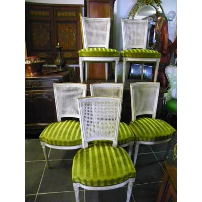 Lot De 6 Chaises Style Lxvi Assises Tissus