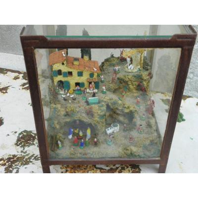 Creche Provencale Sous Verre