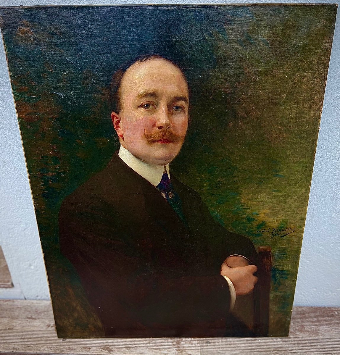 Painting Portrait Of Louis Huvey Signed André Brouillet 1914 Poitiers