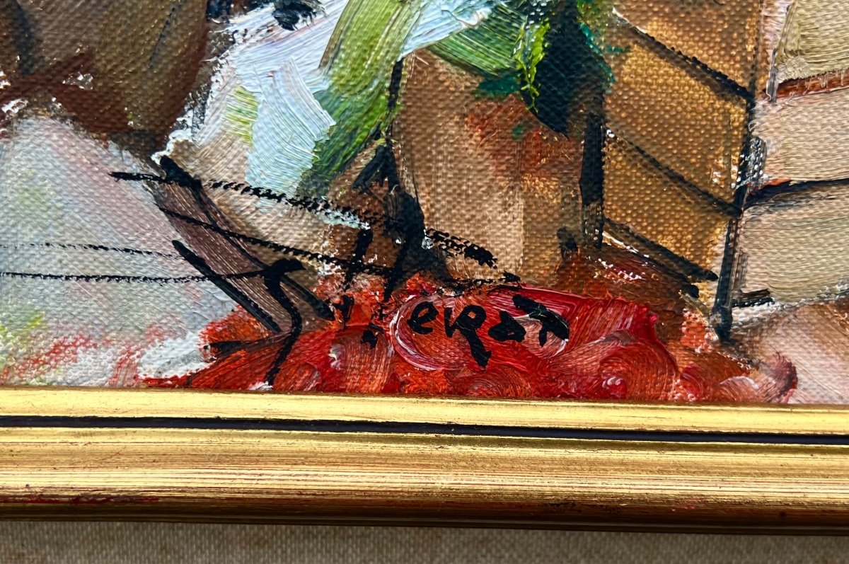 Painting Market Scene In Morocco Signed Christiane Levrat 1960 Orientalist -photo-2