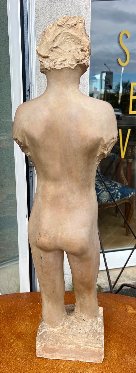 Earthenware Sculpture The Naked Man Signed Anton Dal Santo 1930 Art Deco -photo-2