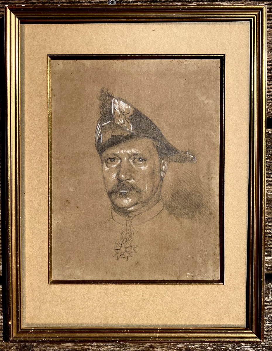 Old Drawing Portrait Of General Antoine Bressolles French School 19th Military 