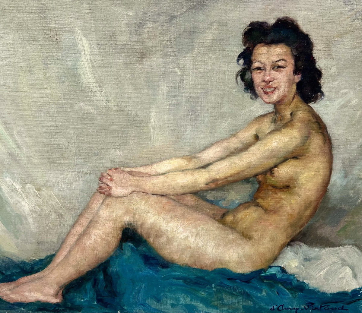 Tableau Femme Nue Signé Louise D’aussy Pintaud Pays Basque  -photo-1