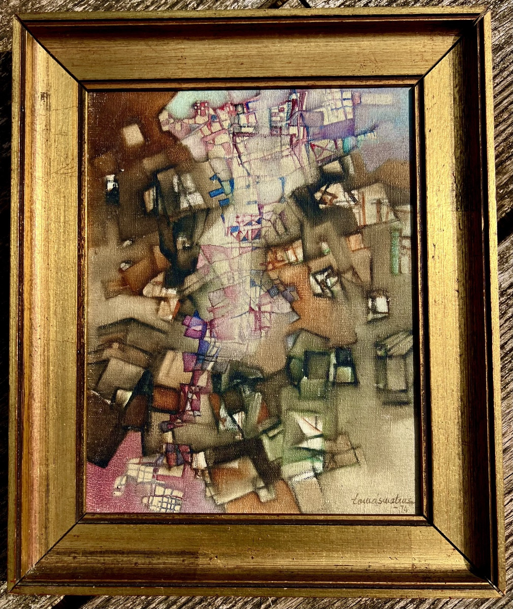 Abstraction Painting Signed Tomas Mateus 1974 Portugal