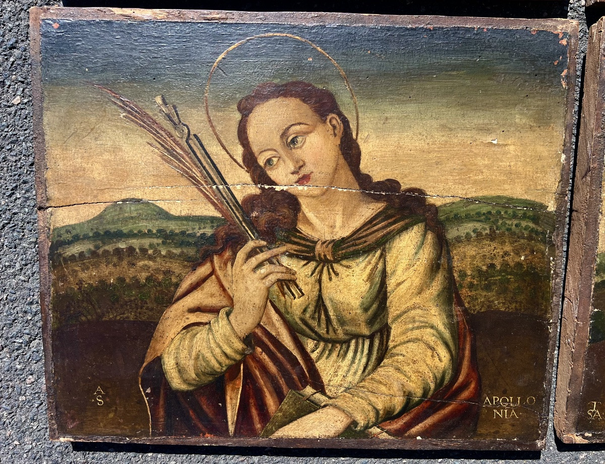 Ensemble 4 Tableaux Religieux Les Saints école Veneto Dalmate vers 1600 Haute époque -photo-2