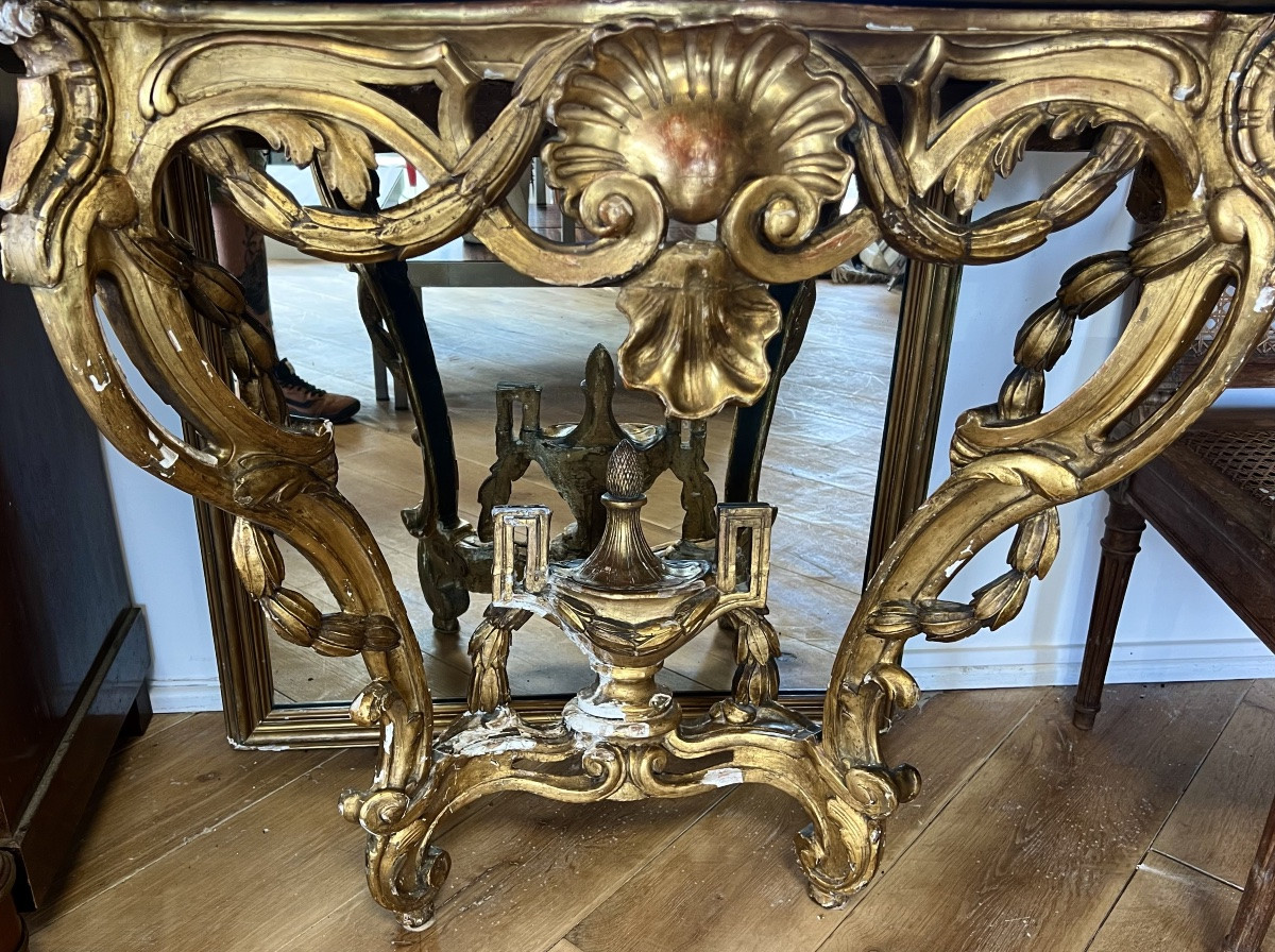 Console Bois Doré à Coquille époque Louis XV 18 Eme -photo-1