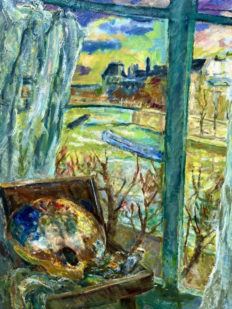 Painting The View From The Studio By René Levrel 1960 Nantes -photo-1