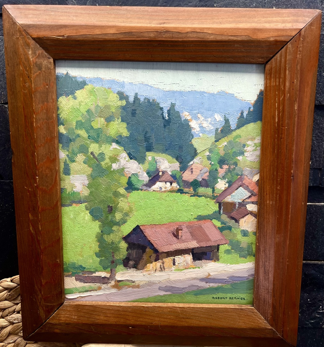 Painting Route De La Gauffre Signed Robert Fernier 1934 Doubs Franche Comté 