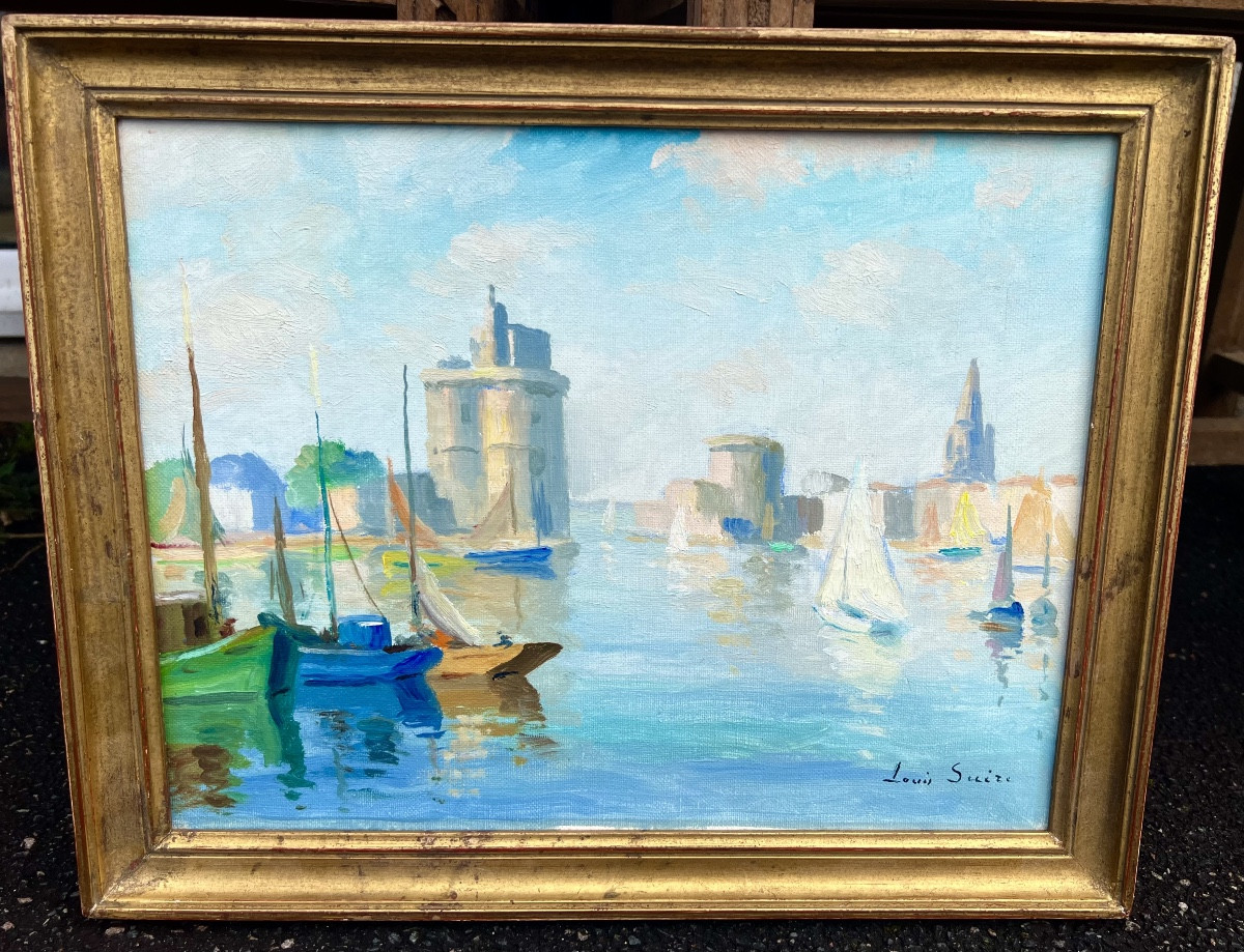 Painting Of The Port Of La Rochelle Signed Louis Suire, Isle Of Ré 