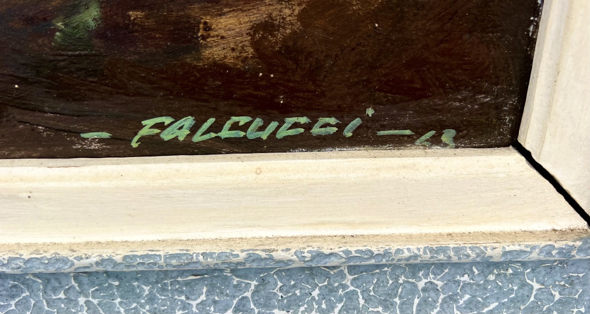 Large Painting Of Fort Louvois, Oleron Island, Signed Robert Falcucci, 1963 -photo-2