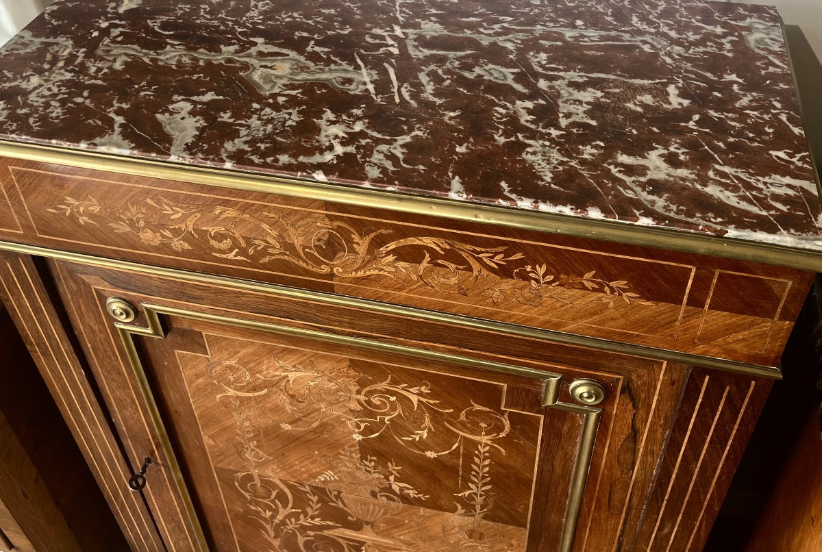 Ancien meuble d’appui en marqueterie Napoléon III -photo-1