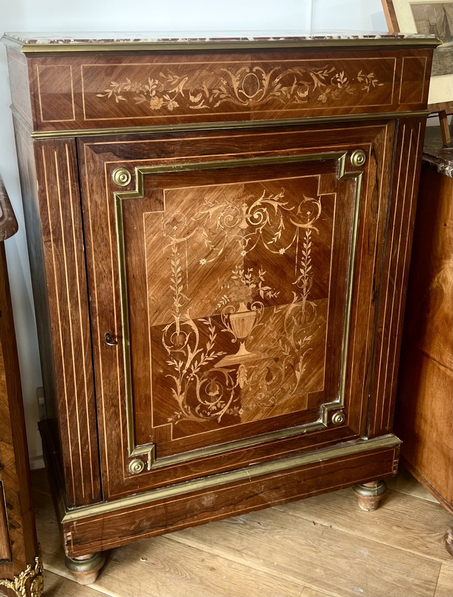Ancien meuble d’appui en marqueterie Napoléon III 