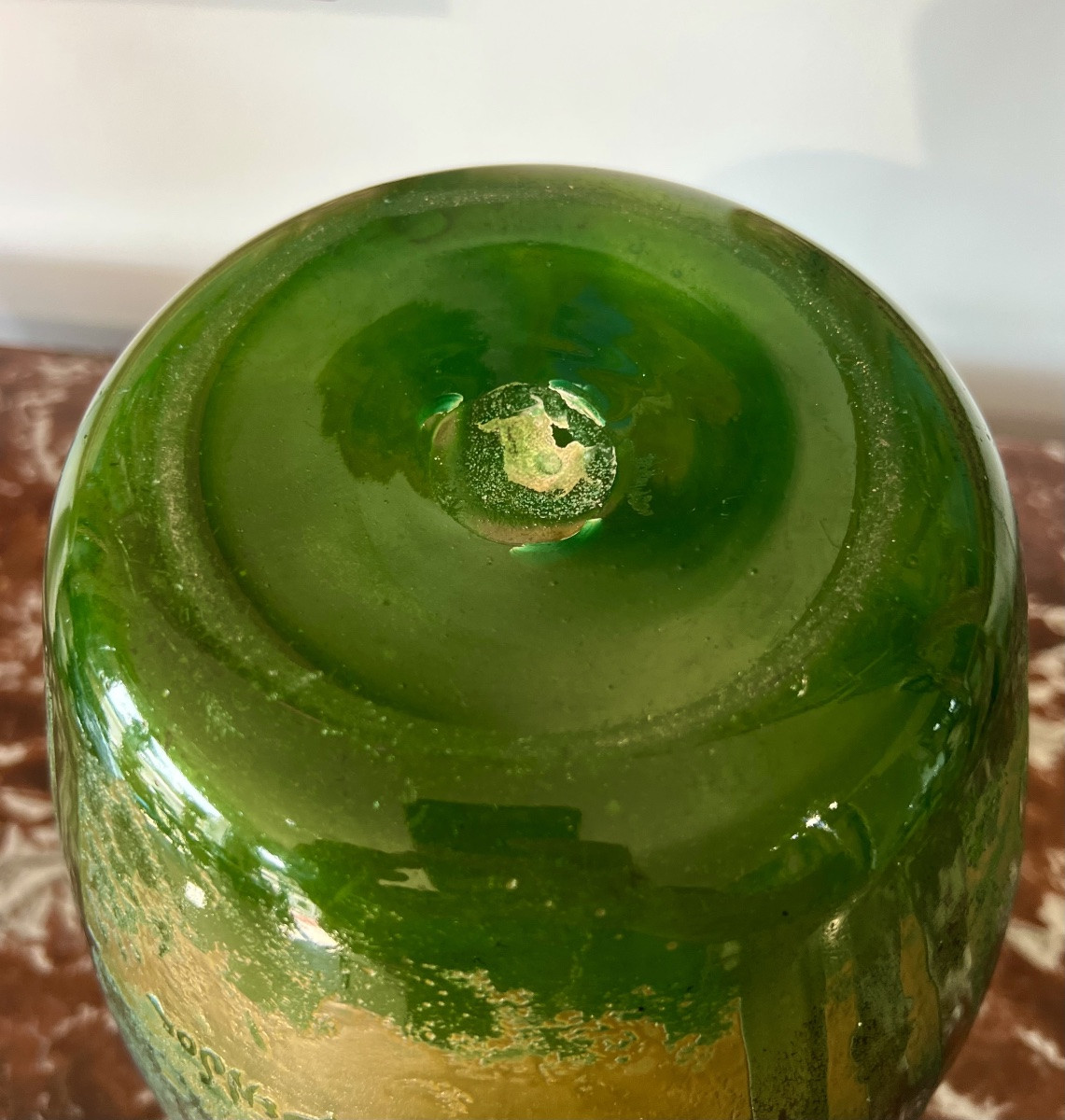 Vase verre dégagé à l’acide modelé bambous signé Bendor -photo-3