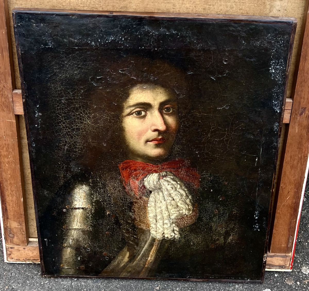 Ancien tableau portrait d’homme en armure époque 17 eme école française 