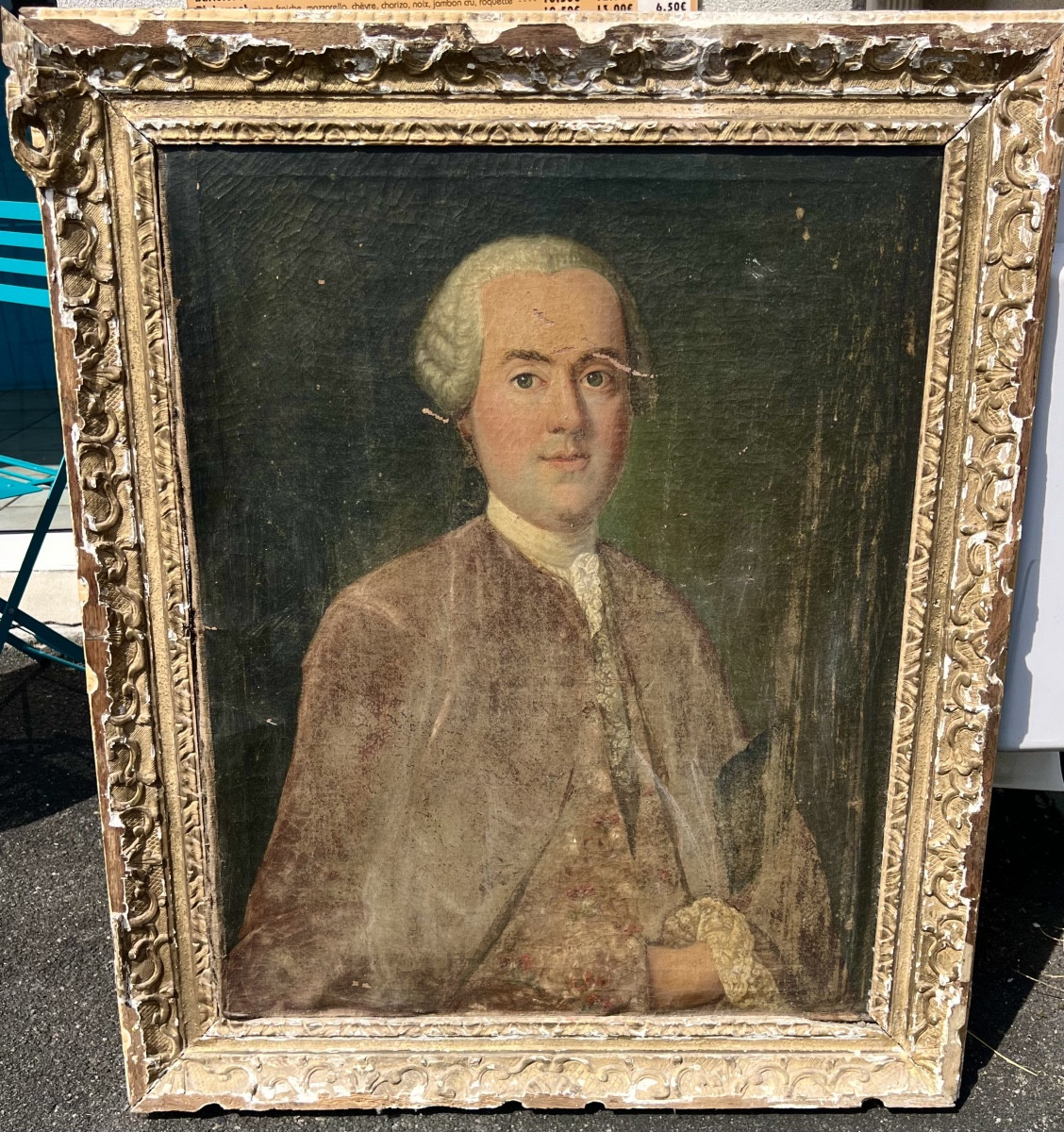 Old Painting Portrait Of A Gentleman From The 18th Century 