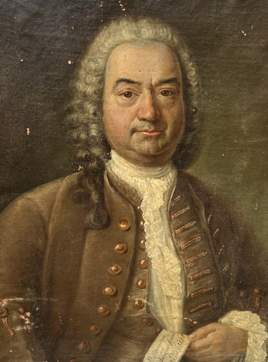Old Painting Portrait Of The Lord Of Saint Maixent 18th Century French School -photo-1