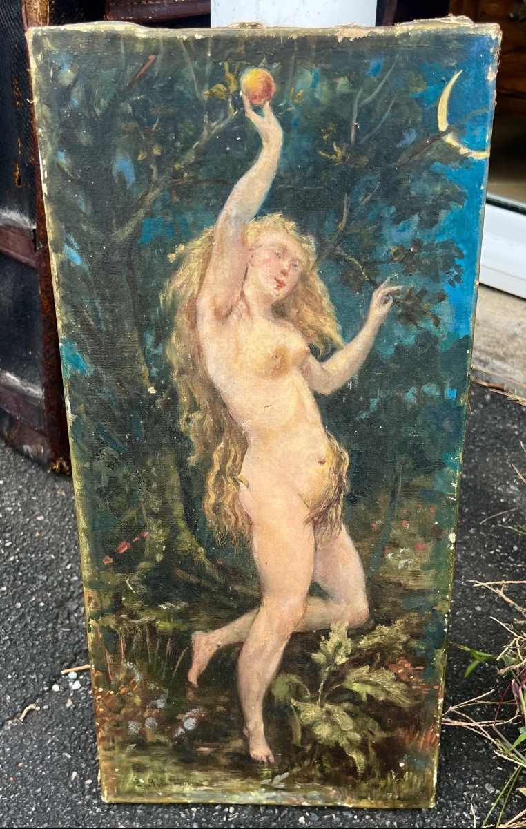 Old Painting Eve Signed émile Blanchon Circa 1900 
