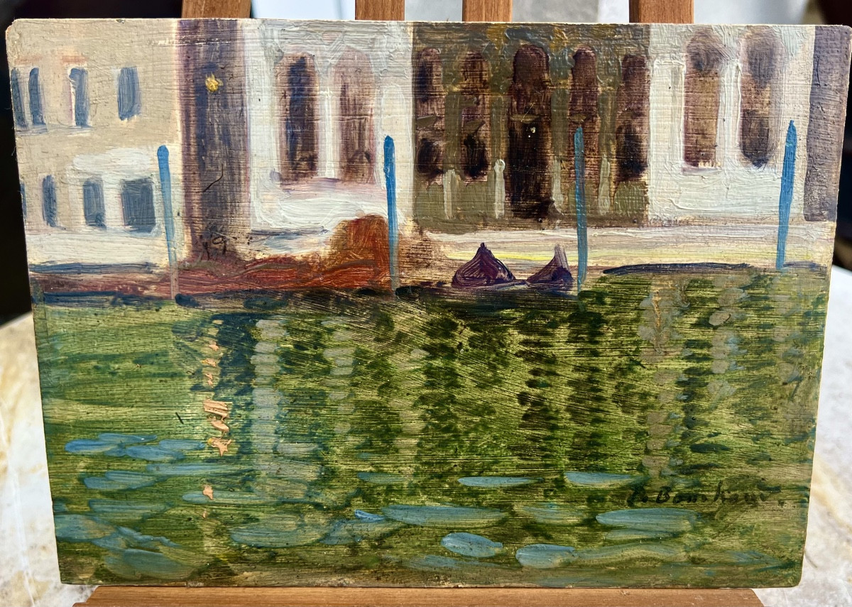 Ancien tableau pochade vue de Venise signé Pierre Bertrand 