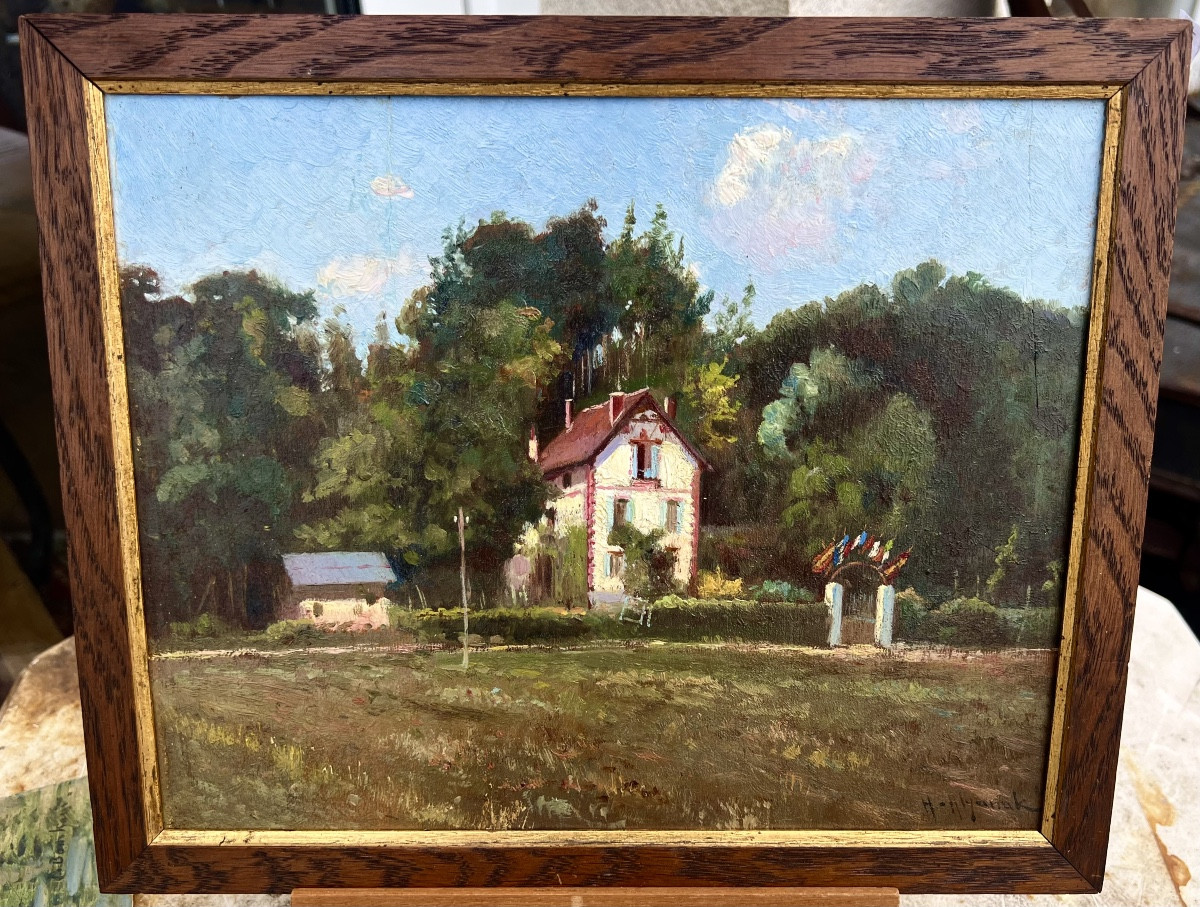 Ancien tableau paysage en Normandie signé Hrand Alyanak 1910 Arménie 