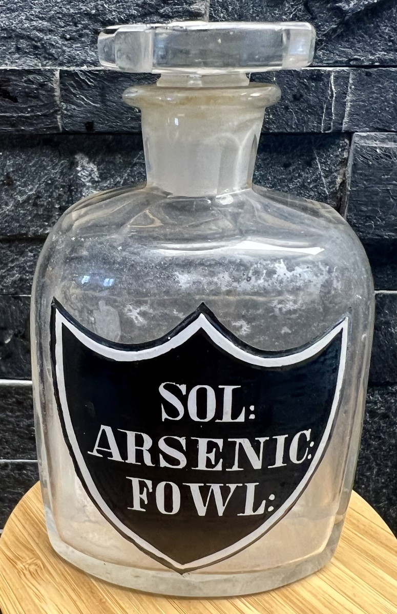 Old Enameled Glass Bottle Arsenic 19th Century Medicine Poison Curiosity 