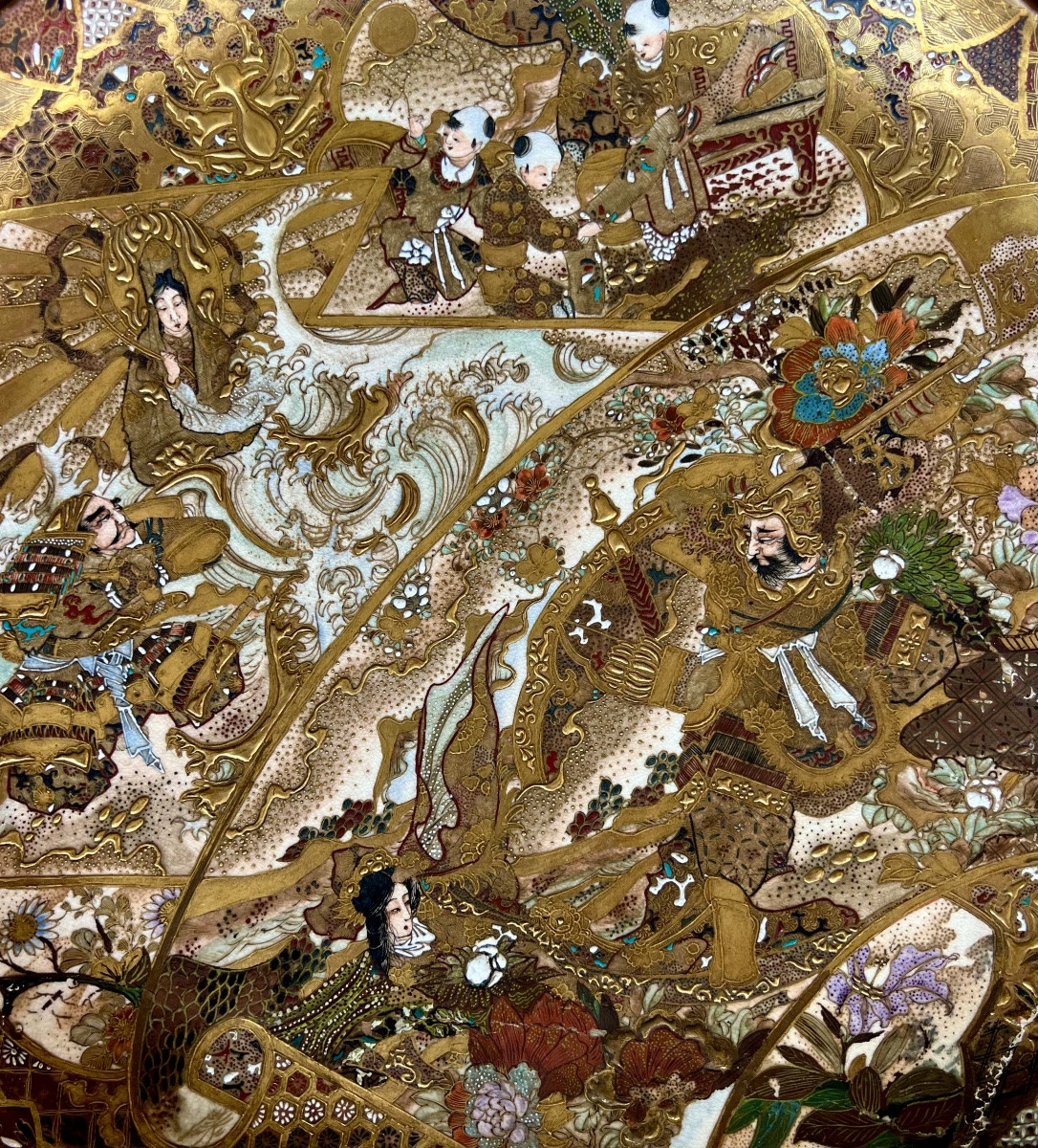 Large Satsuma Porcelain Dish From Japan, 19th Century -photo-1