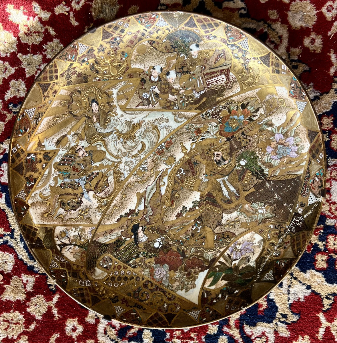 Large Satsuma Porcelain Dish From Japan, 19th Century 
