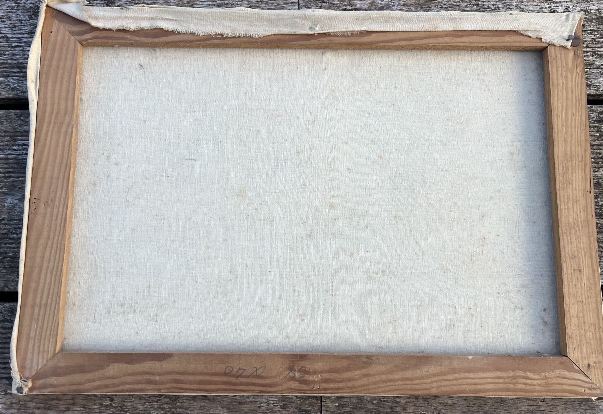 Tableau scène de marché signé Sujatno Koempoel Indonésie 1960 Indonesia Asie -photo-3