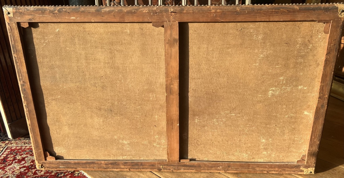 Large Antique Painting Of Putti, French School, Late 18th Century, School Of François Boucher -photo-2