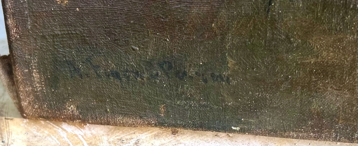 Nude Painting Signed Alfred Feyen Perrin, Late 19th Century, Brittany -photo-2