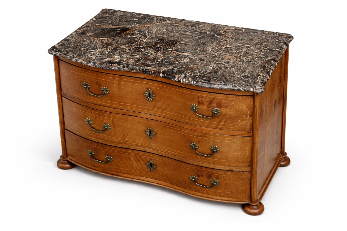 COMMODE GALBÉ EN NOYER 18 EME BAS RHIN ALSACE-photo-1