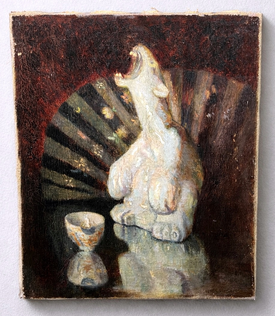 Still Life Painting With Polar Bear, Signed Charles Clerambault, 1930, Art Deco 