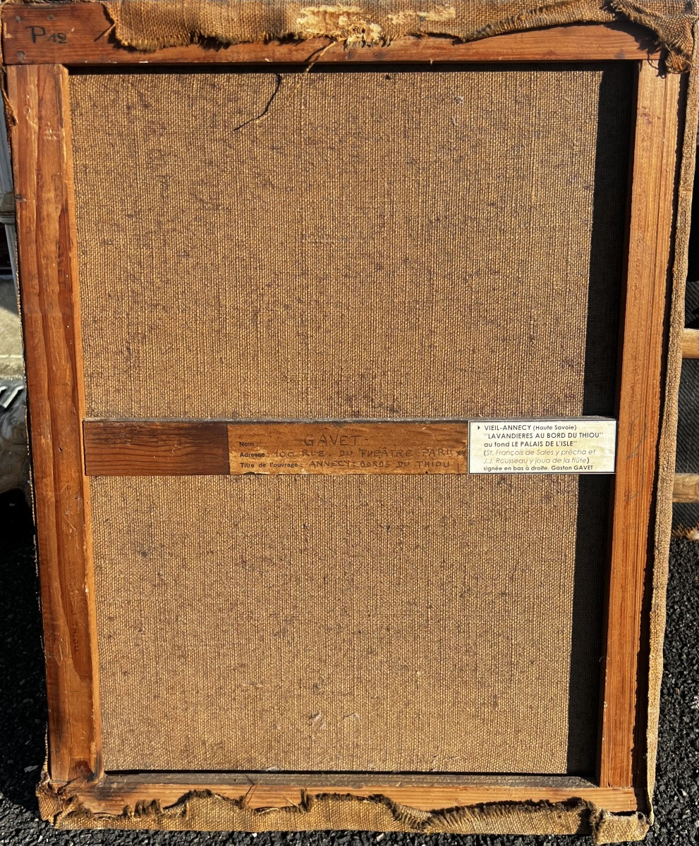 Painting Of The Banks Of The Thiou At Annecy, Signed Gaston Gavet, 1930, Haute-savoie Mountains -photo-3