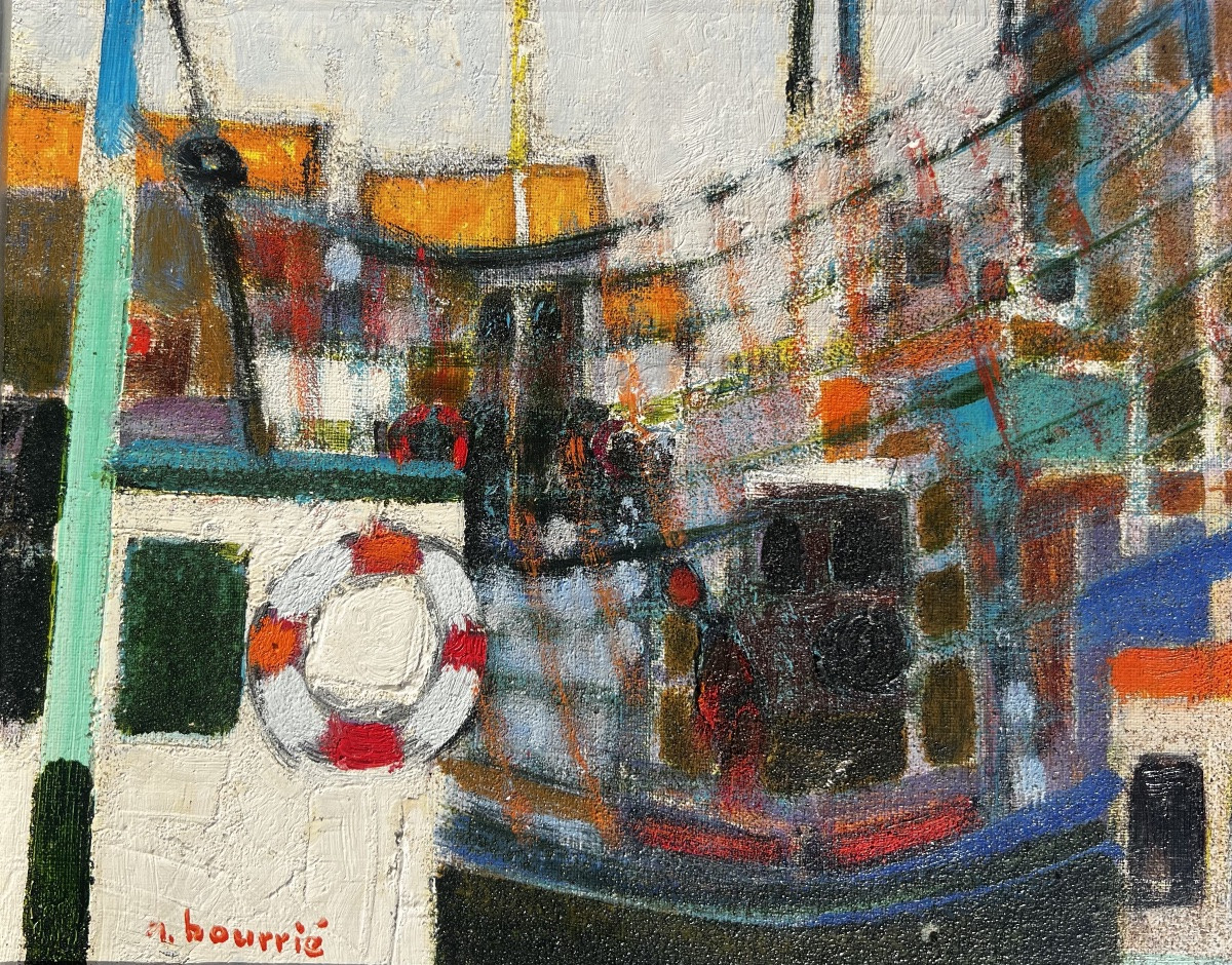Painting The Port Signed André Bourrié Marine Painter-photo-1