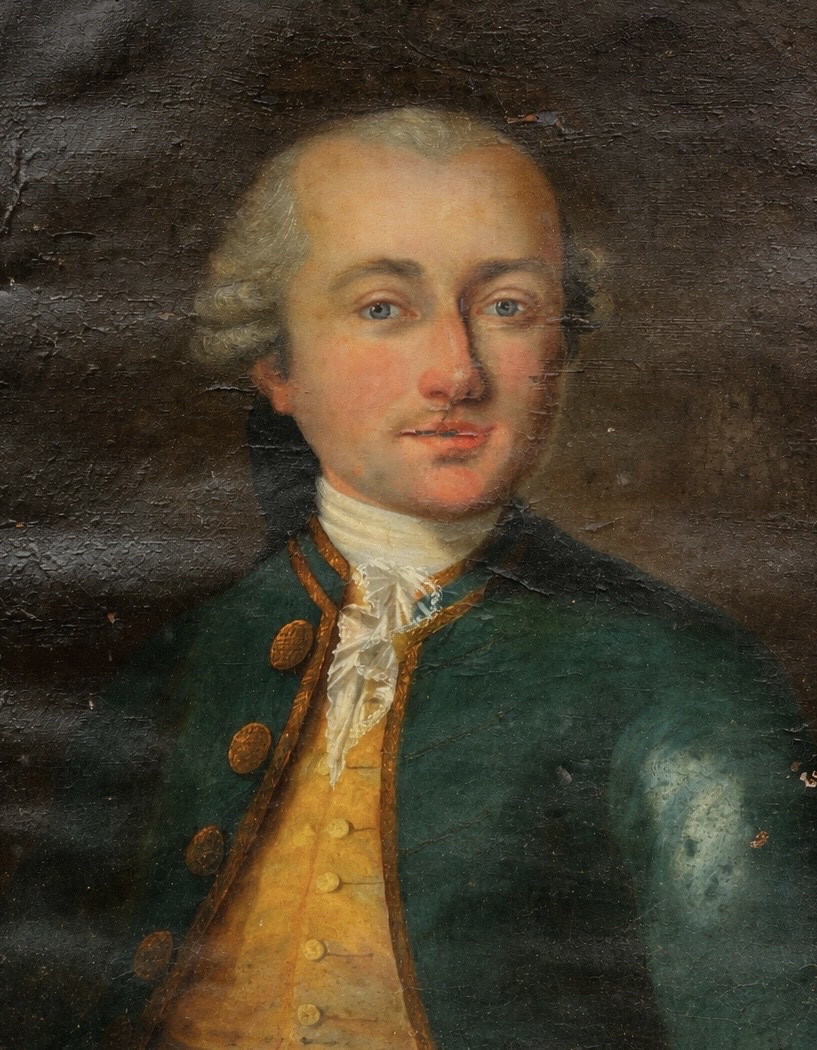 Antique Portrait Of A Gentleman From The 18th Century, French School -photo-1