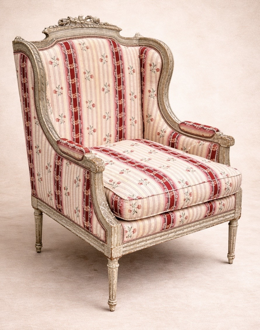 Ancienne bergère de style Louis XVI 19 eme fauteuil 