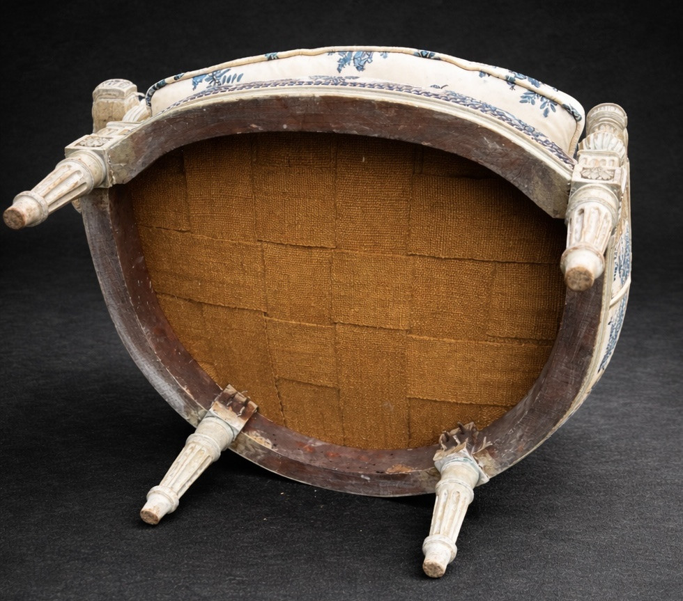 Antique Pair Of Louis XVI Style Low Armchairs With Fire Corners 19th Century-photo-3