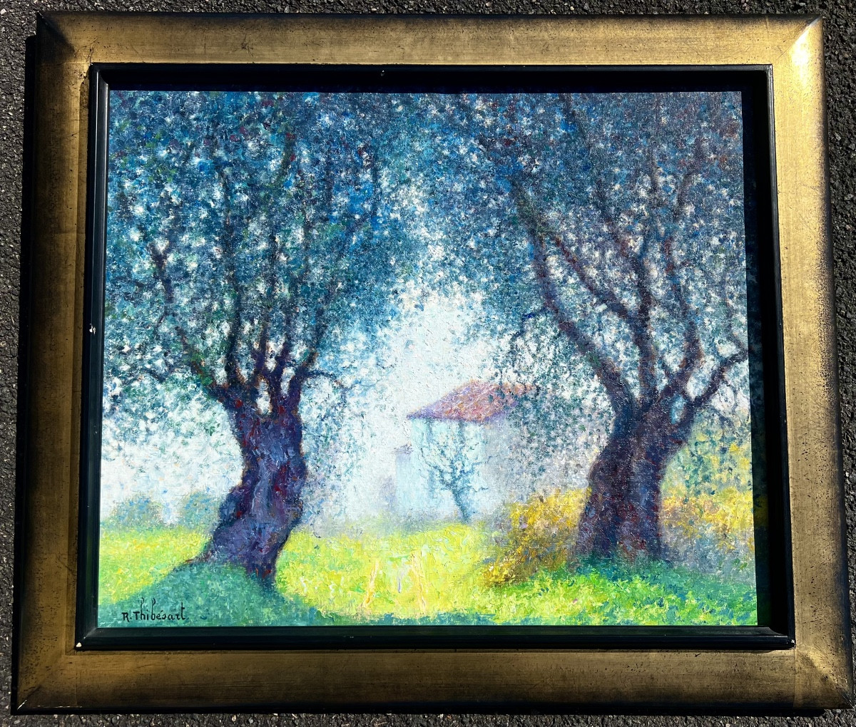 Tableau les arbres en fleurs signé Raymond Thibesart Provence 