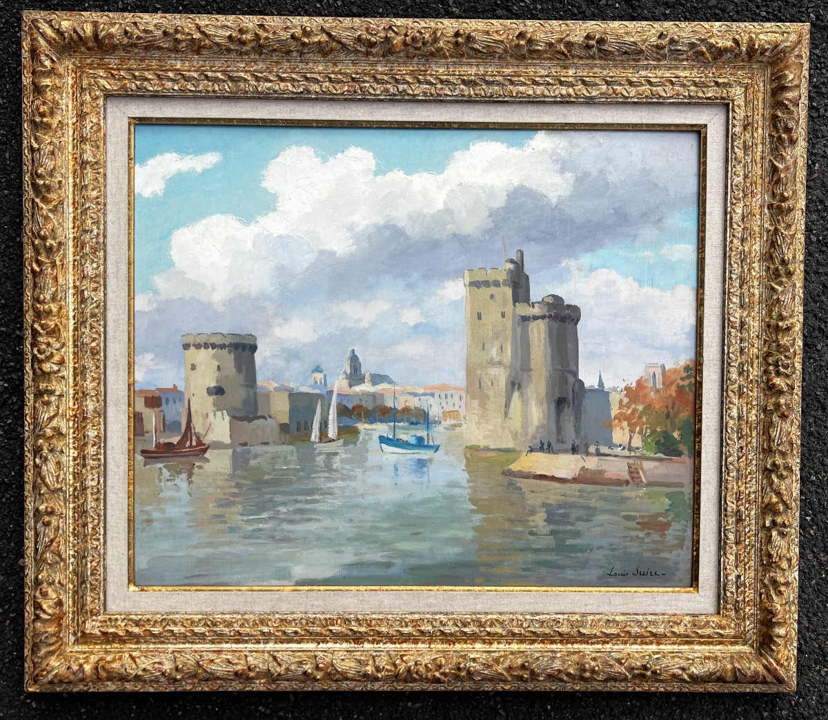 Painting Of The Port Of La Rochelle Signed Louis Suire île De Ré