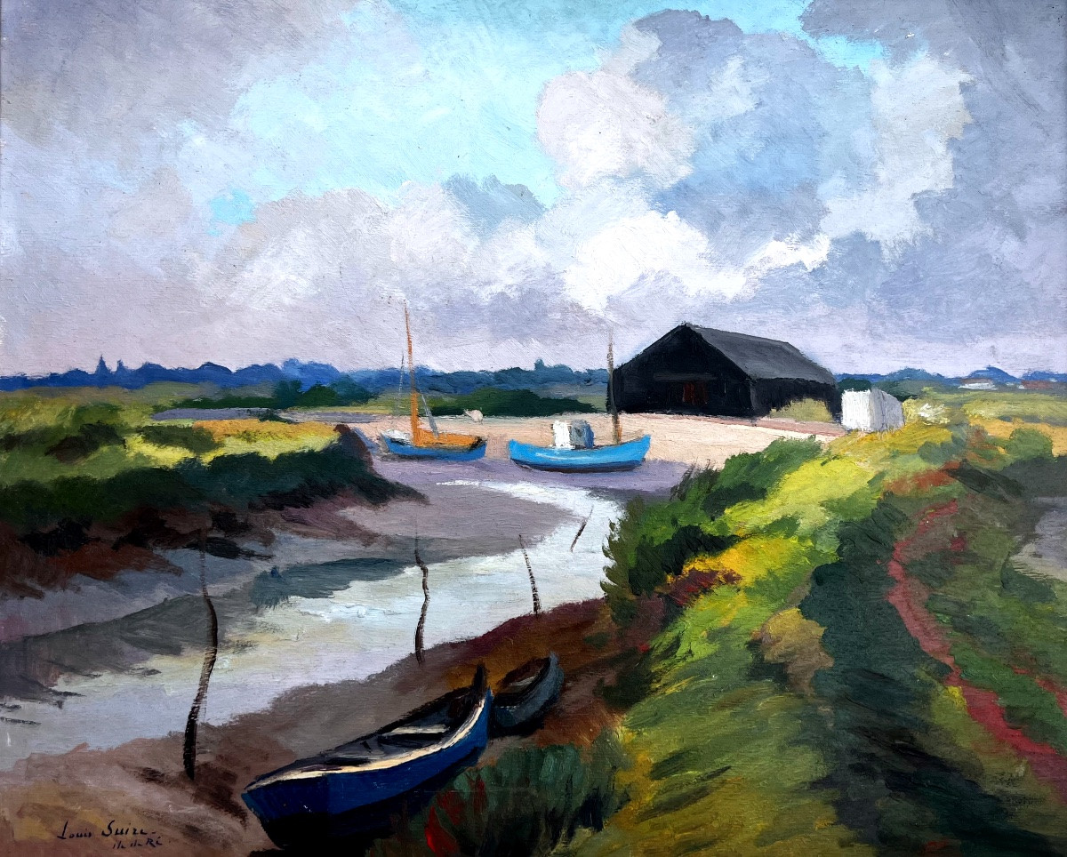 Painting Of The Port On The Ile De Ré By Louis Suire La Rochelle-photo-1