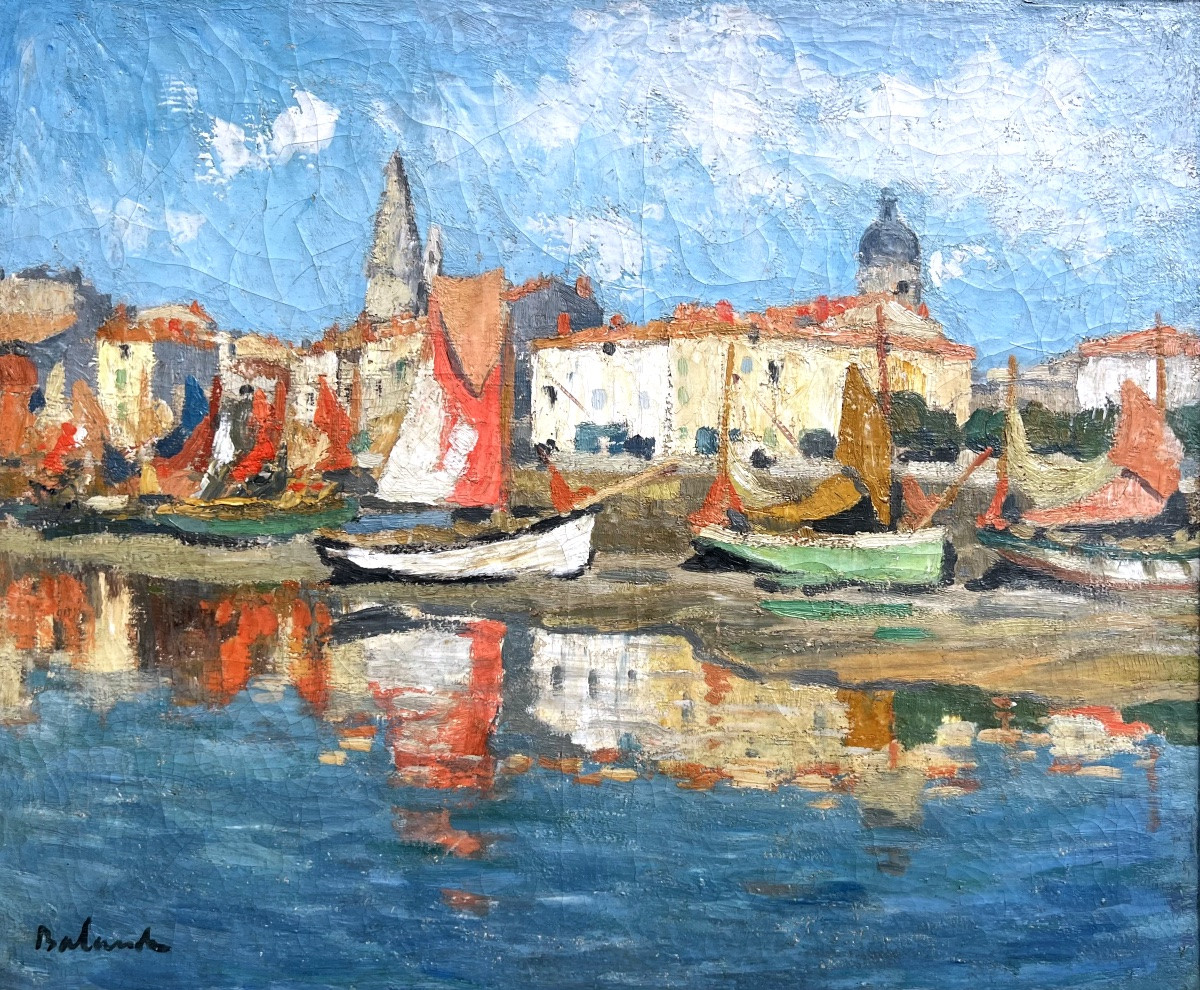 Tableau le port de La Rochelle signé Gaston Balande -photo-1