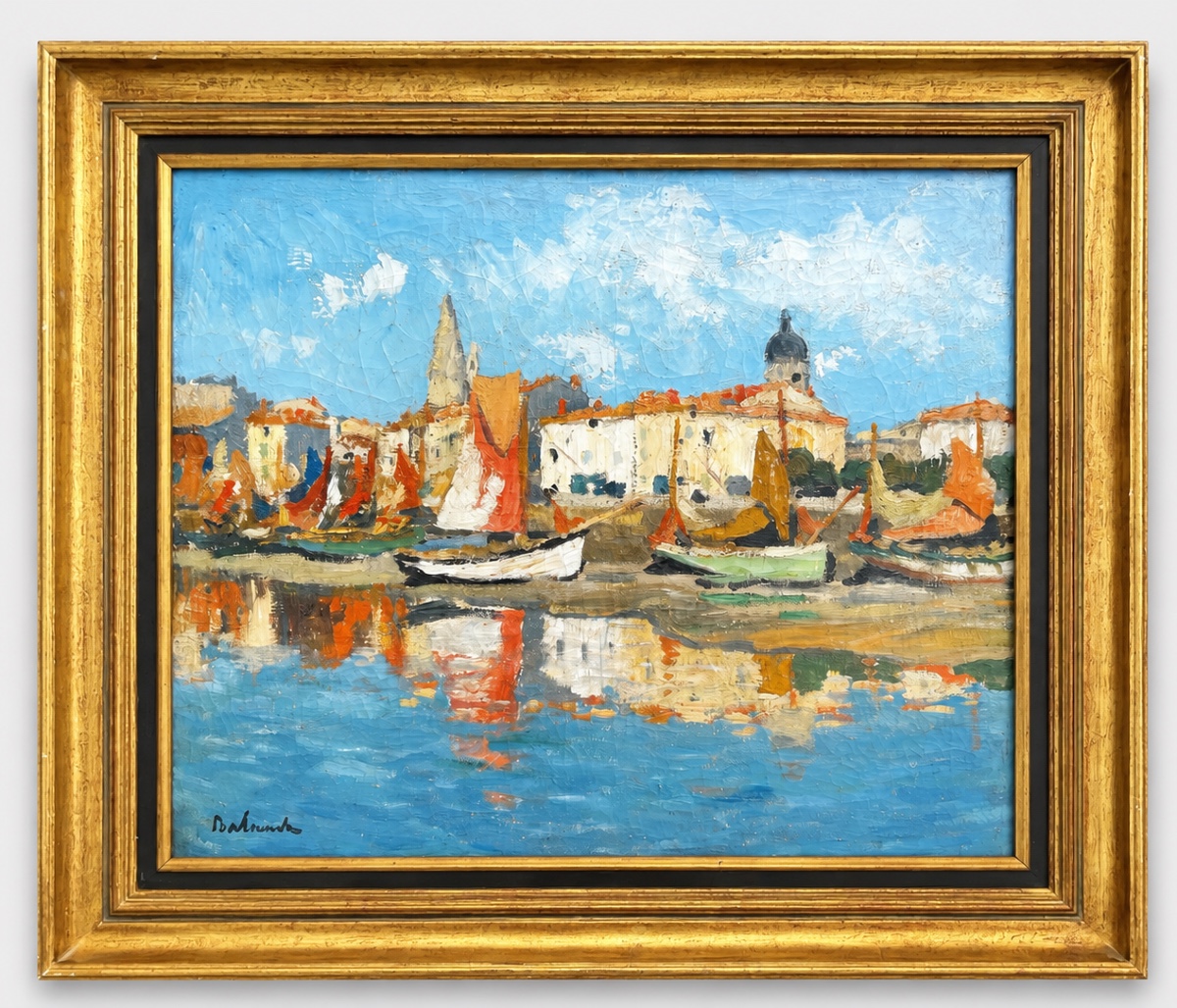 Tableau le port de La Rochelle signé Gaston Balande 