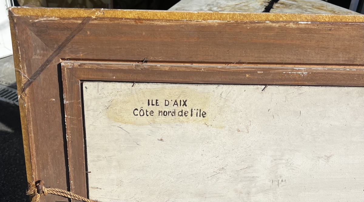 Tableau vue de L’ile d’Aix côte nord signé E.Bouillet La Rochelle Fouras -photo-1