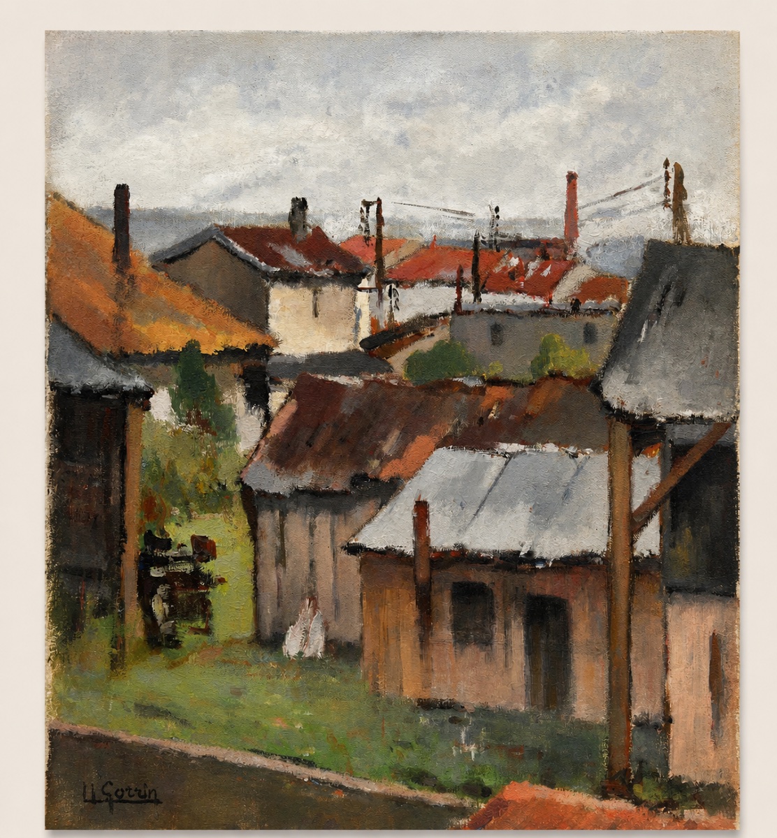 Tableau vue de quartier à saintes signé Ulysse Gorrin 