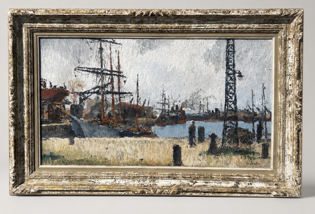 Painting Of The Port Of La Pallice In La Rochelle By Gaston Balande 